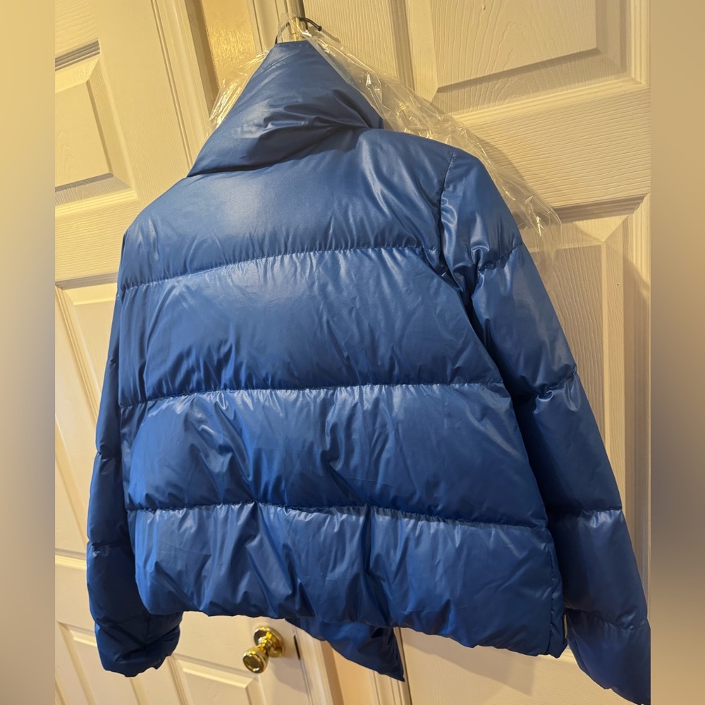 Bacon Pillow Collar asymmetrical puffer jacket Royal Blue L New with Tags - Picture 9 of 12